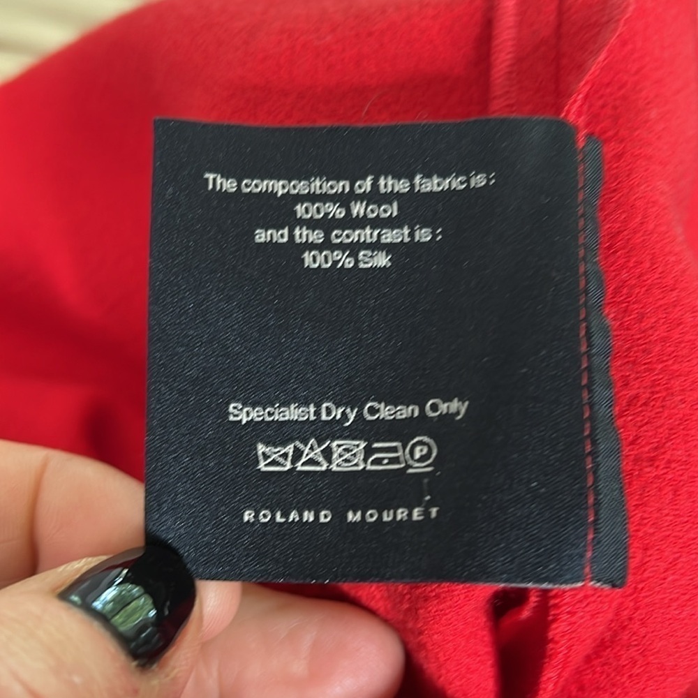 Roland Mouret Sz 2 Red Crepe Wool Pernice One Shoulder Back Zip Dress — image 8 of 8